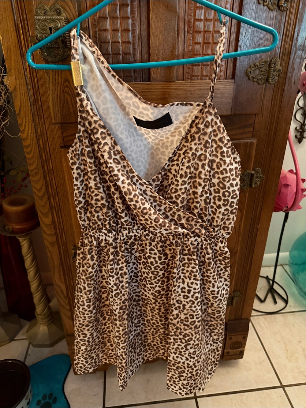 Kardashian Kollection Leopard Print Midi Dress in Tan and Brown